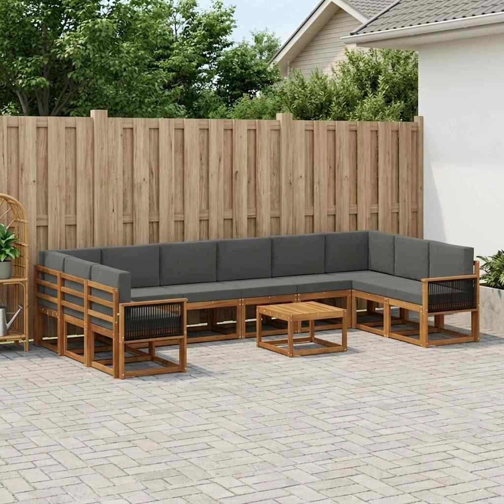 Set di divani da esterno 11 pz Naturale e Antracite 3385593