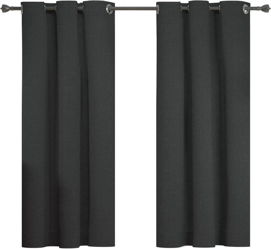 Tende a oscuramento a due pannelli in lino per camera da letto e soggiorno 117x137cm nero