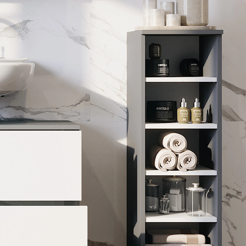 Vicco Mobiletto midi Antracite/bianco 30.2 x 95 cm con 5 scomparti aperti