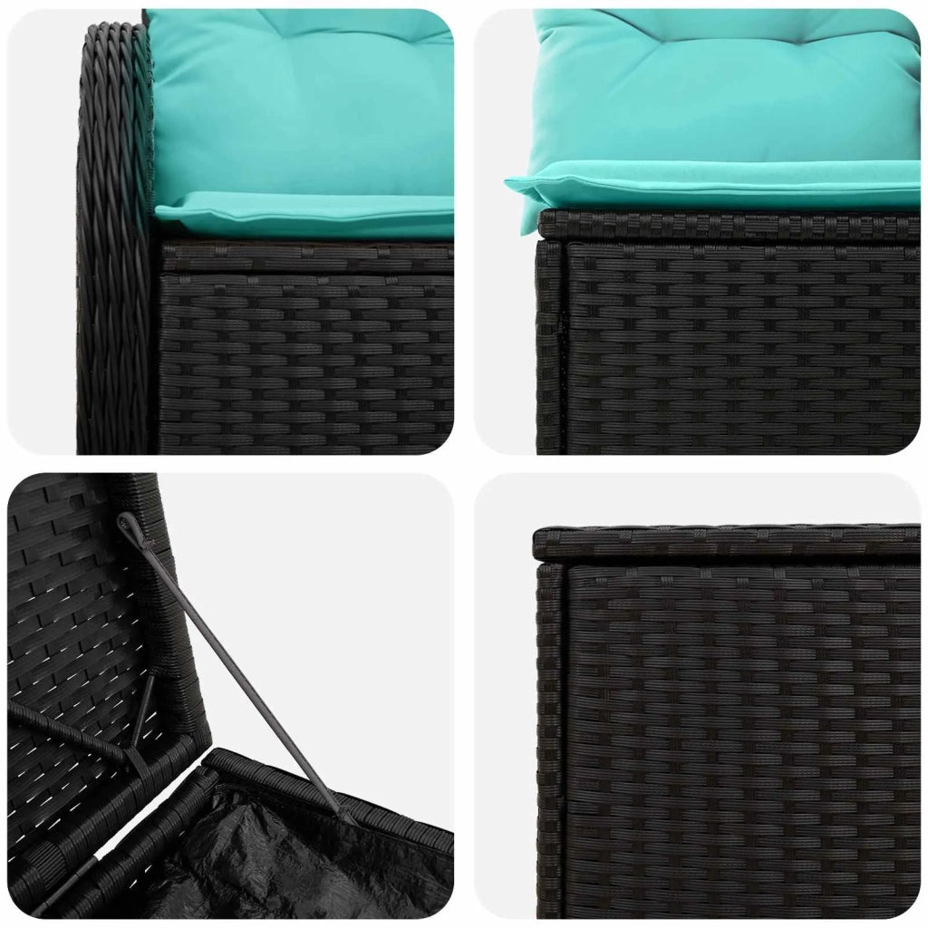 Set di divani 5 pz Nero e Blu Rattan sintetico e Acciaio 3447773