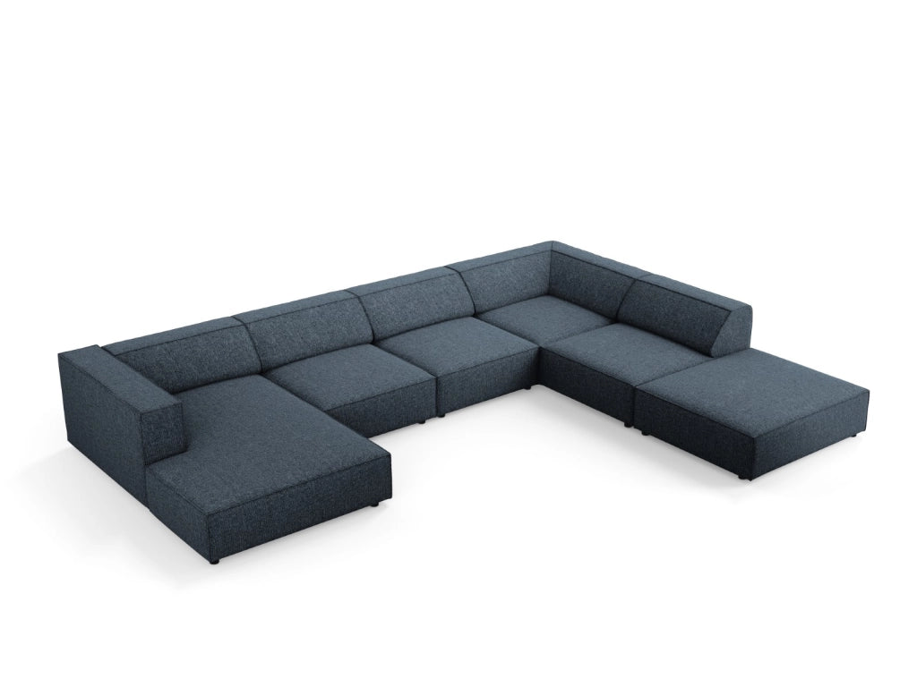Cosmopolitan Design - Divano panoramico destro "Arendal" 7 posti in ciniglia blu reale 