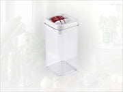 Contenitore di magazzinaggio facile da usare 1200 ml, quadrato, impermeabile all'aria e all'acqua, contenitore di magazzinaggio con chiusura a un click, contenitore di magazzinaggio per alimenti, scatole di archiviazione sovrapposte, trasparente, rosso