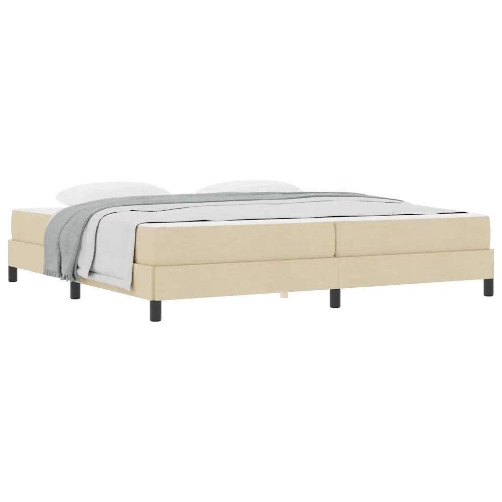 vidaXL Letto a molle con materasso Crema 200 x 200 cm Tessuto