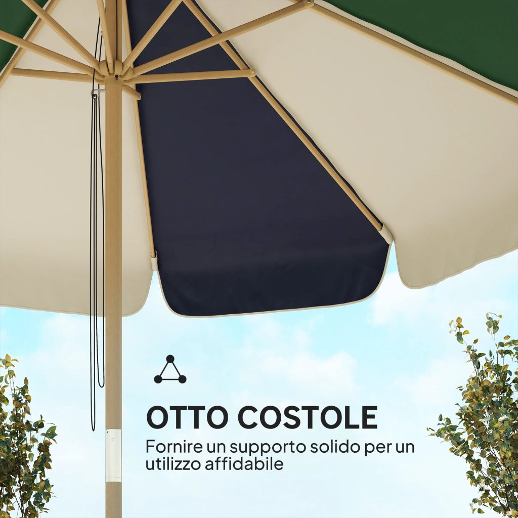 Ombrellone da Giardino ¨C zephmum ¨C Effetto Legno, Tettuccio a Blocchi, UV 30+