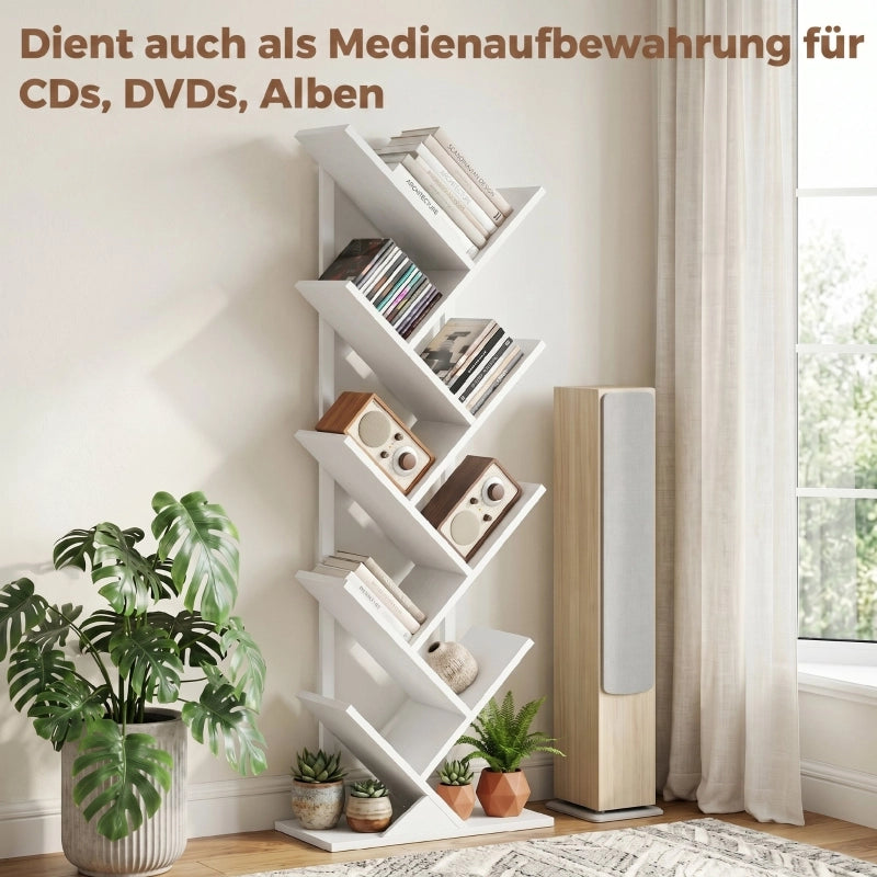 LIBRERIA a forma di albero 50x24x136 cm Legno Bianco