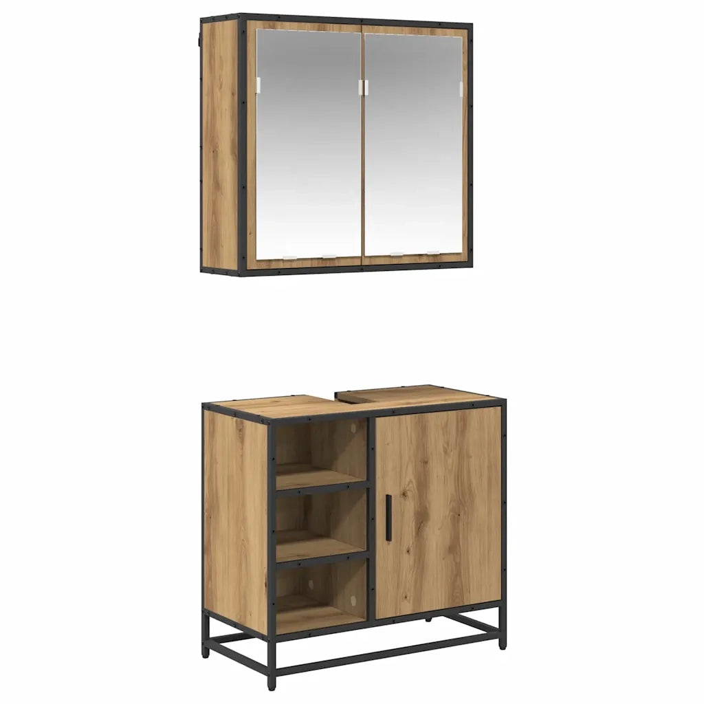 Set di mobili per il bagno con porta 2 pcs Rovere artigianale 3402403