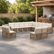 Set Divano da Giardino 13 pz Beige e Bianco Crema polyrattan 3435582