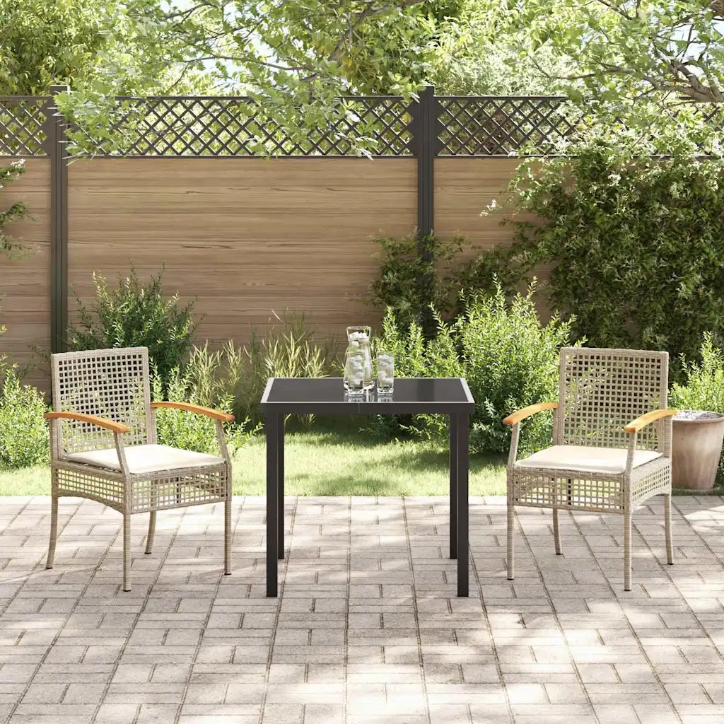 Set da Pranzo per Giardino 3 pcs Beige e Nero Rattan 3380827