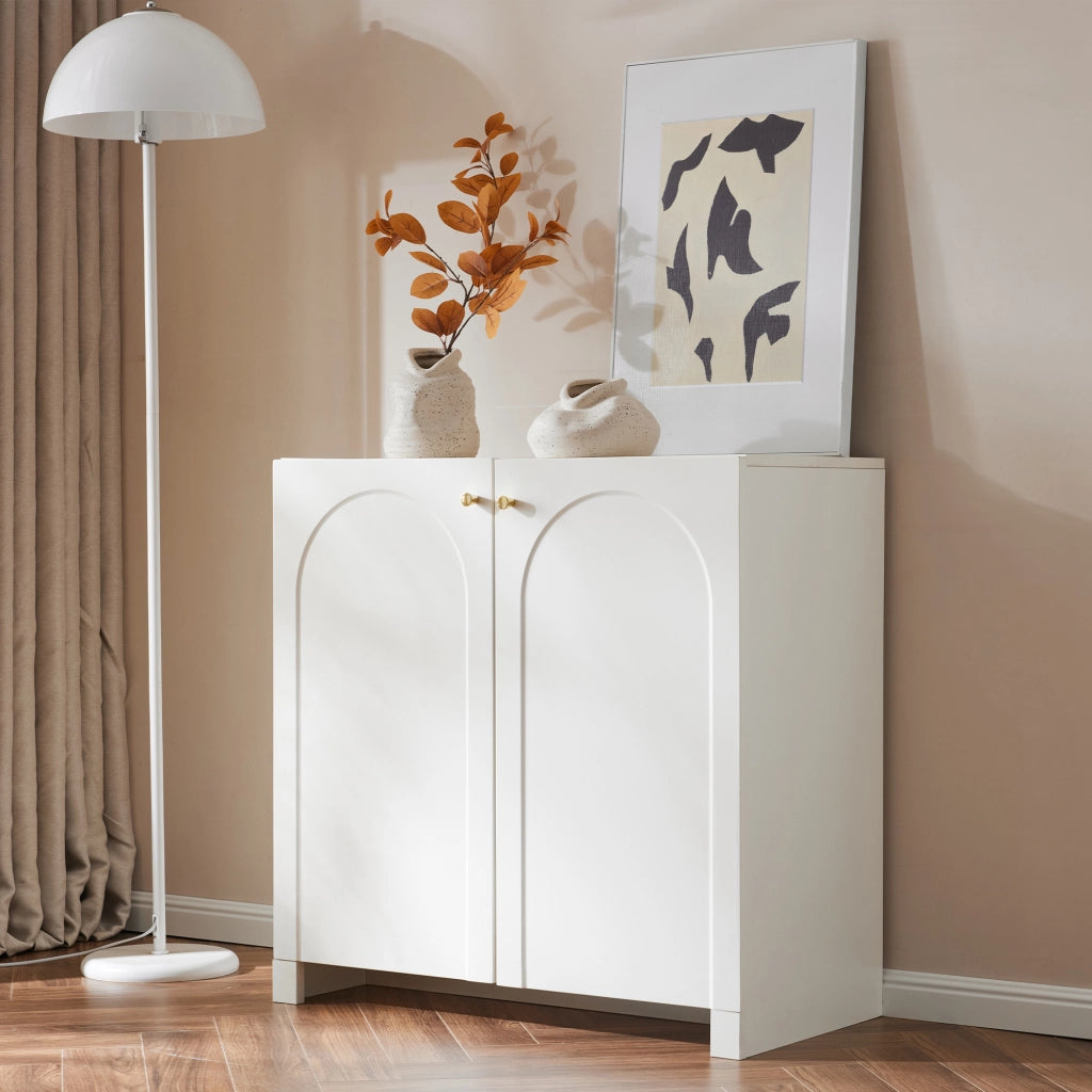 Credenza con 2 ante; sistema antiribaltamento - per camera da letto - 80×40×80 cm - bianco