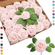 25 fiori artificiali di rosa in bulk per decorazione di matrimoni e attività di hobby