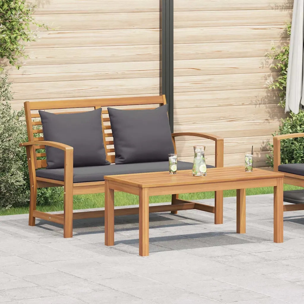 panchina con cuscino Marrone e grigio scuro 110 x 66 x 76 cm CFW7969762