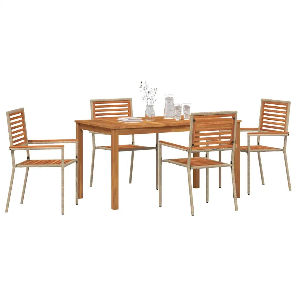Set da Pranzo per Giardino 5 pcs Beige Legno di Acacia Massello 3365537