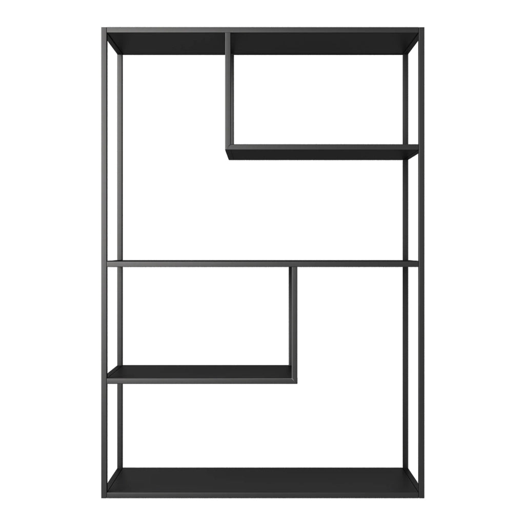 Libreria di design per soggiorno mensola in stile originale 4 ripiani acciaio nero 03_0006487