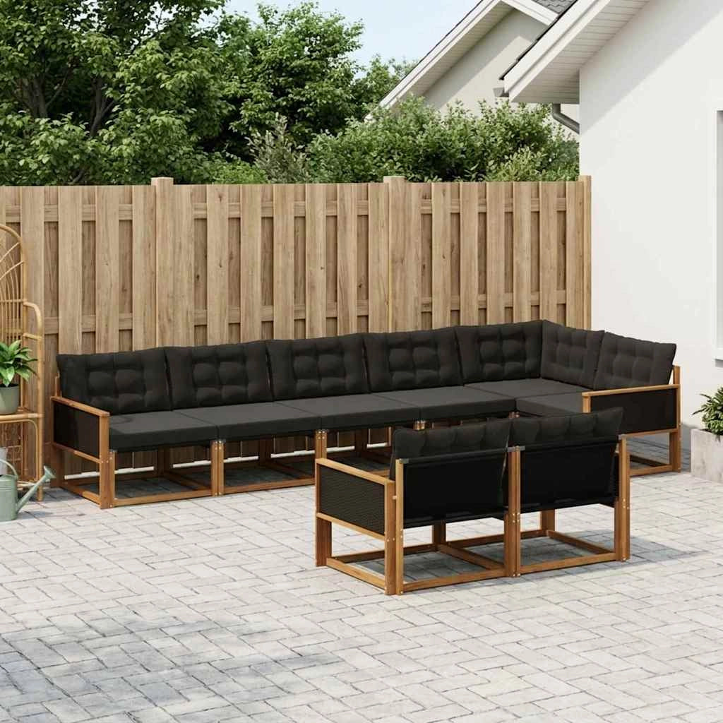 Set di divani da esterno 8 pz Naturale e Nero 3381496