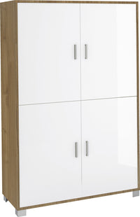 Mobile Multiuso 4 Ante 107x162x41 cm Olmo Chiaro/Bianco Lucido