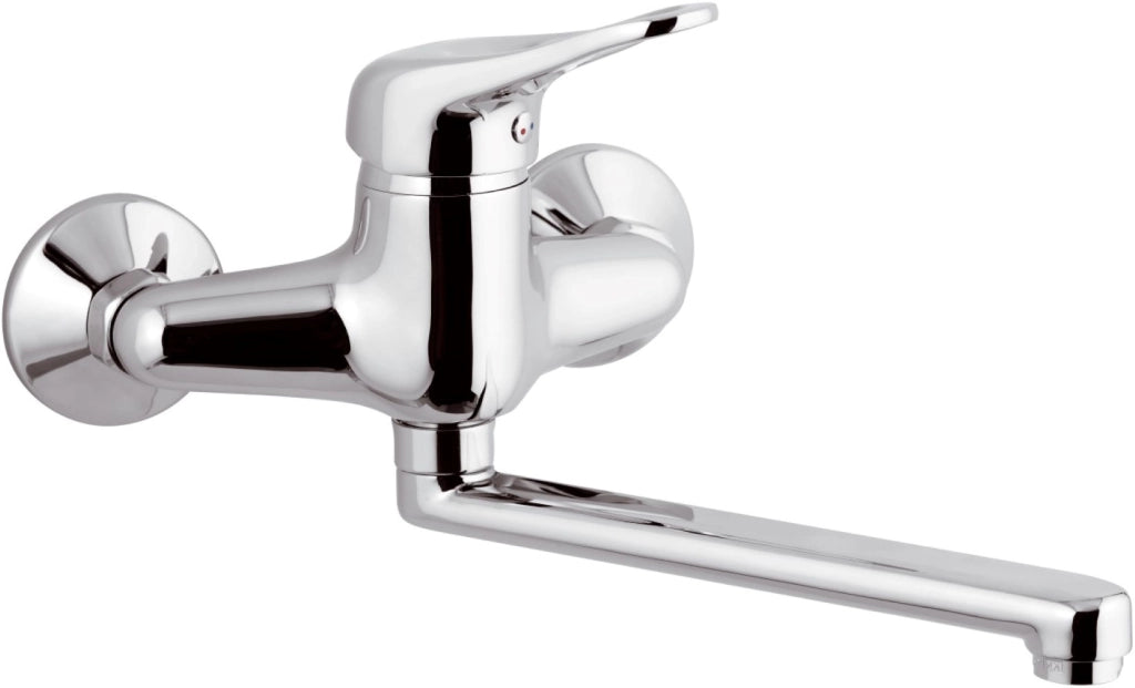 Miscelatore lavello a muro con bocca lunga, serie kiss