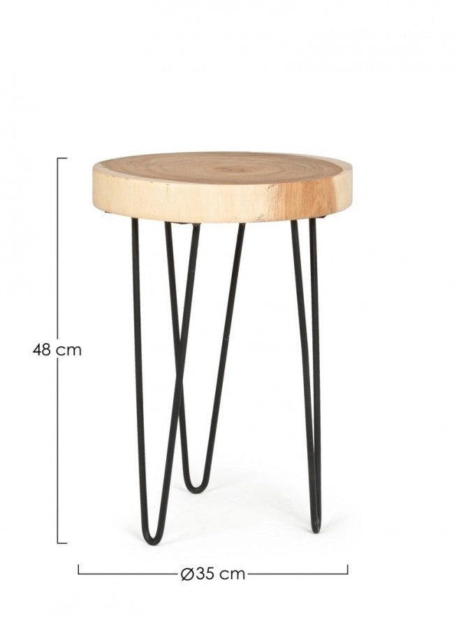 Set 2 Tavolini da Soggiorno Ø35x48 cm in Legno Tuala