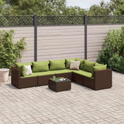 Set Divani da Giardino 7 pz con Cuscini in Polyrattan Marrone