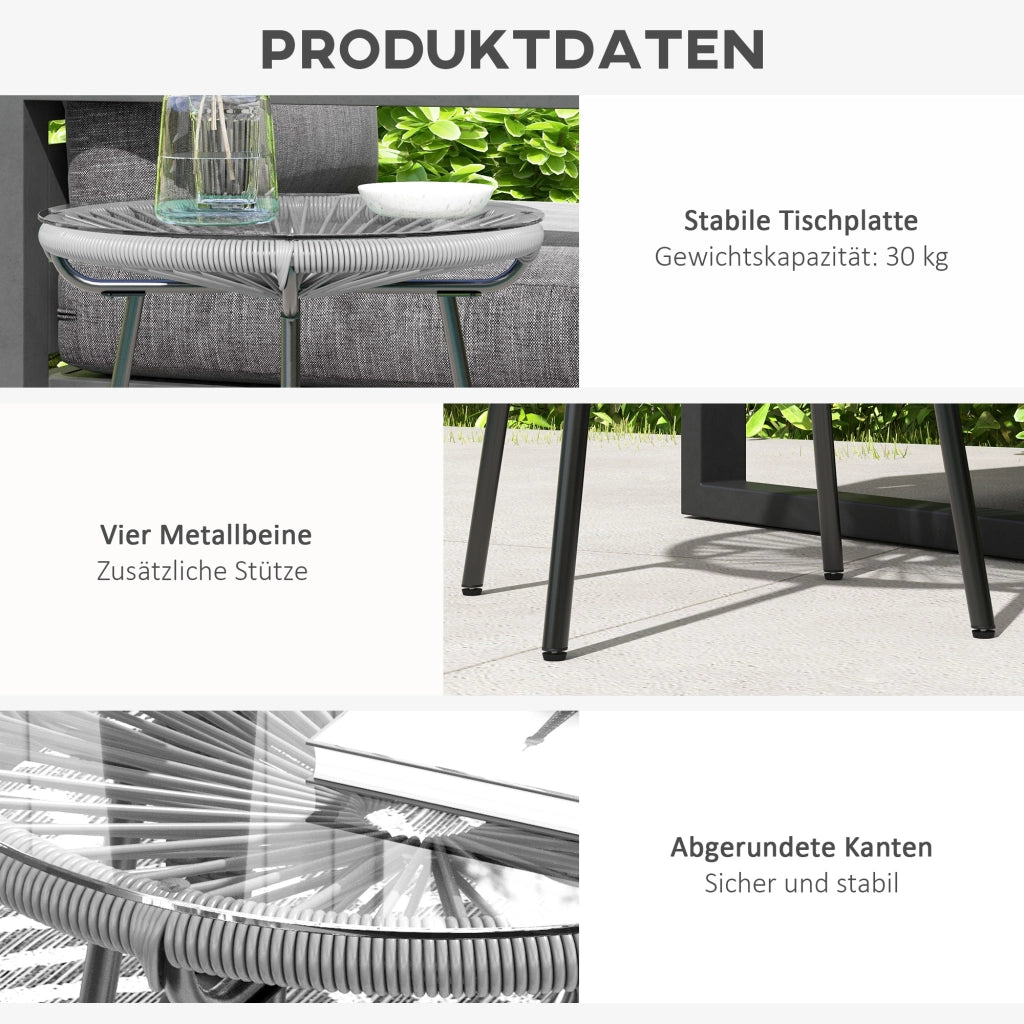 Tavolino da giardino ¨C zephmum ¨C Grigio, PE Rattan, 50x50x50