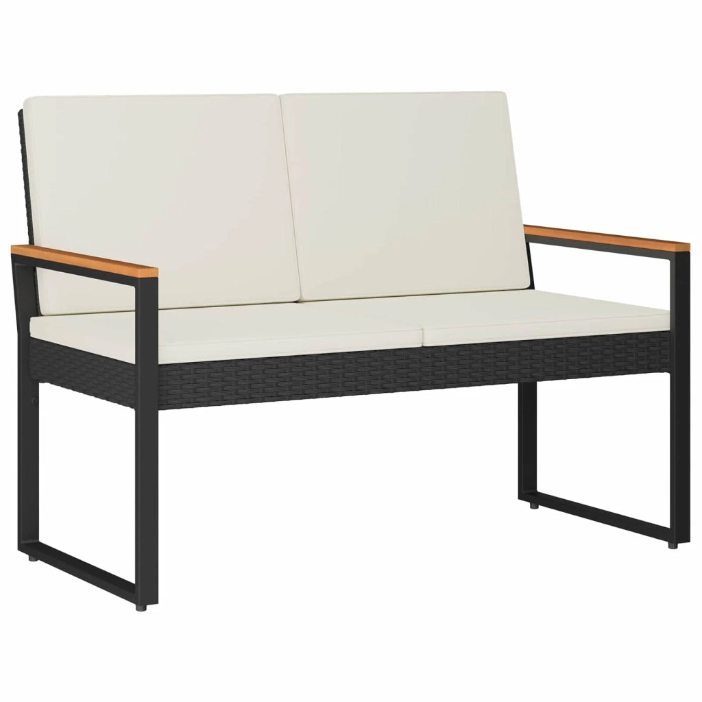 Set Mobili da Esterno 4 pcs Nero e Bianco Crema polyrattan