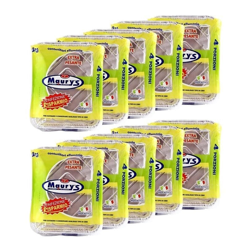 MAURY'S SET DA  10  CONTENITORI RETTANGOLARI IN ALLUMINIO DA 4 PORZIONI