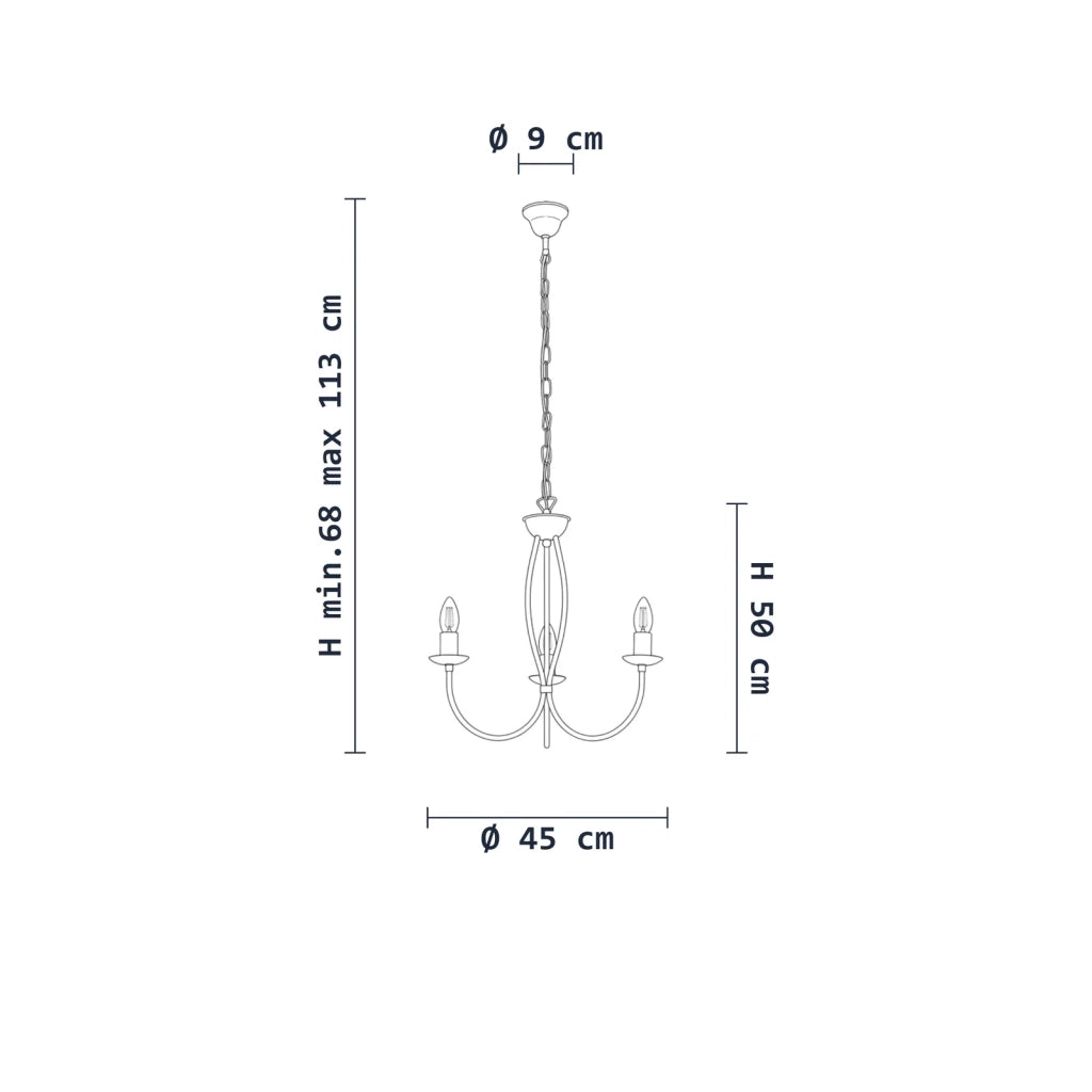 Lampadario Rustico Botte 3 Luci Bianco LuceArt Classic