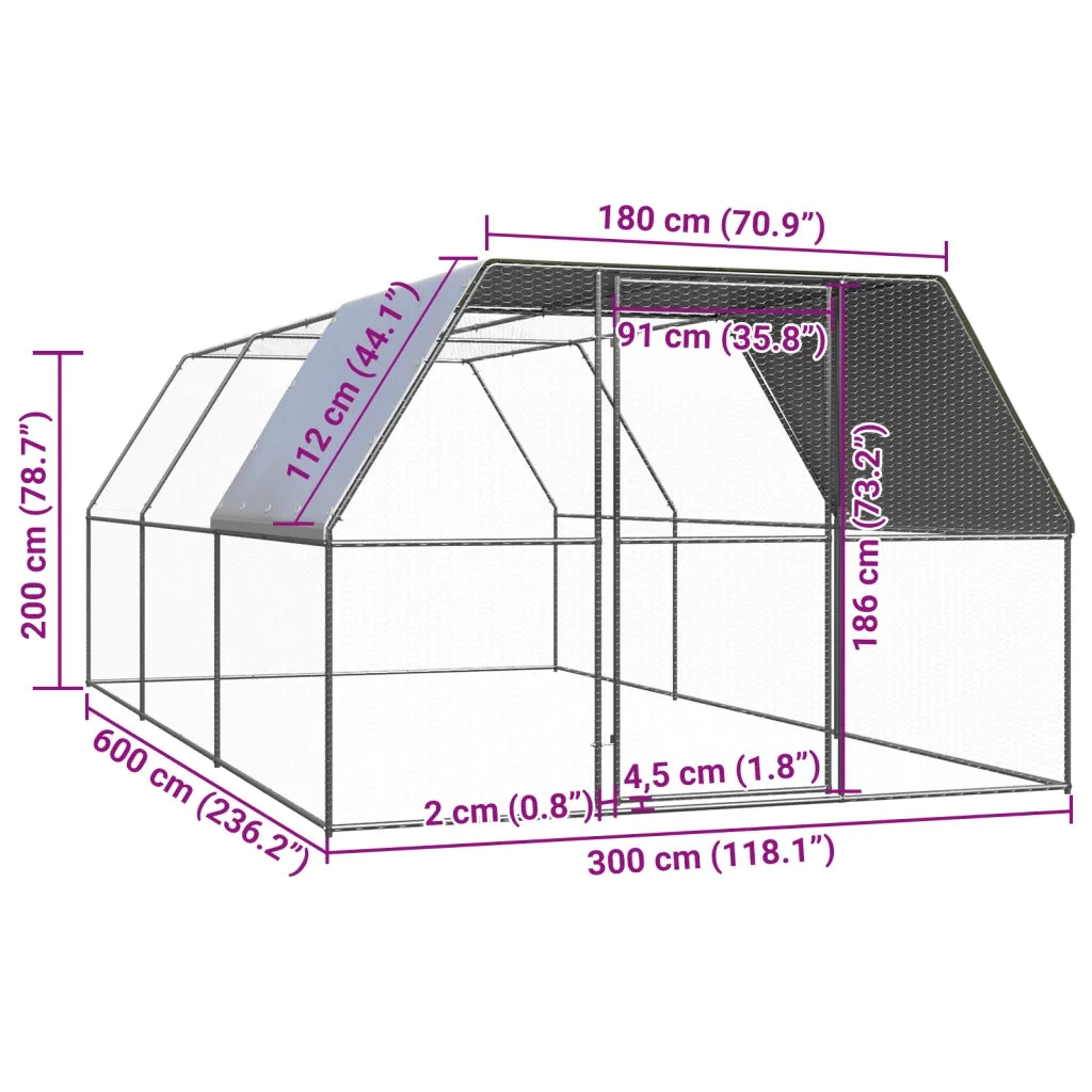 Pollaio per Esterni 3x6x2 m in Acciaio Zincato CFW9601782