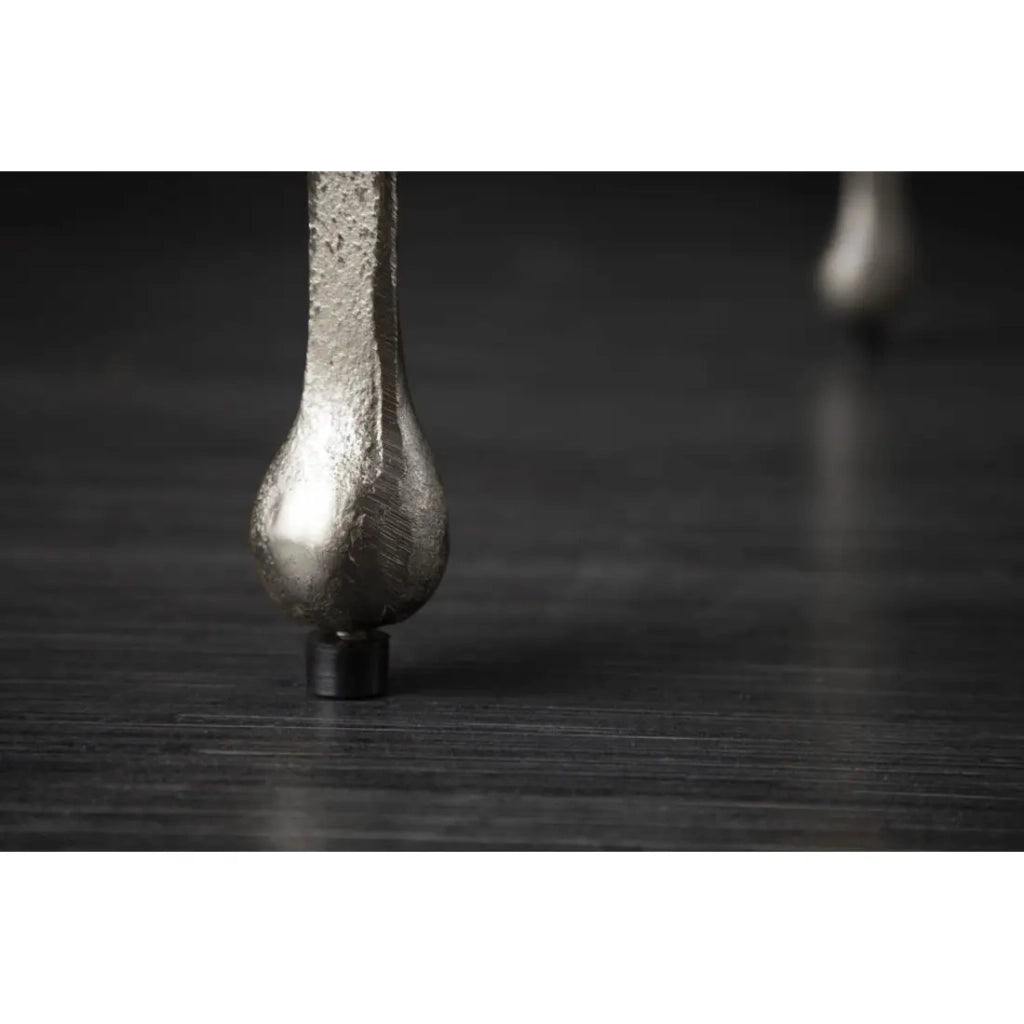 Tavolino basso LAGUNA 46 cm argento effetto metallo fuso design contemporaneo