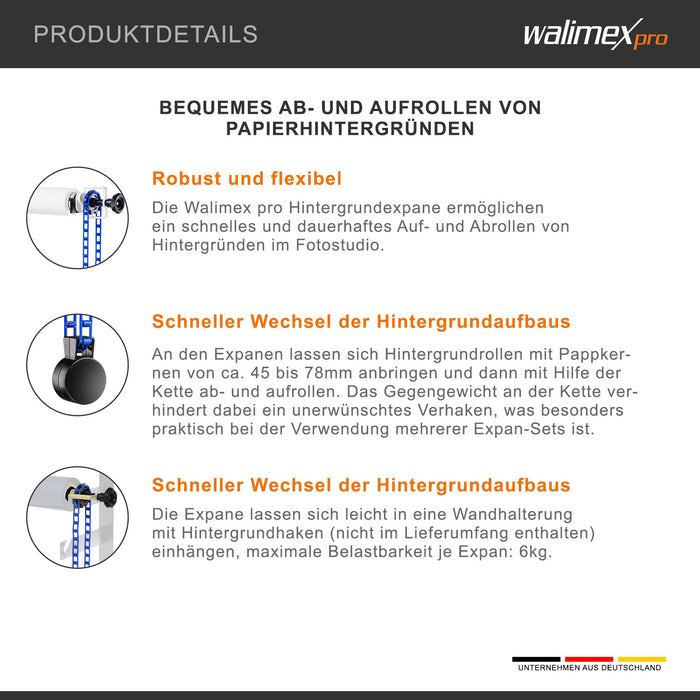 Walimex sfondo expan + catena e peso, blu