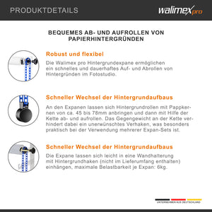 Walimex sfondo expan + catena e peso, blu