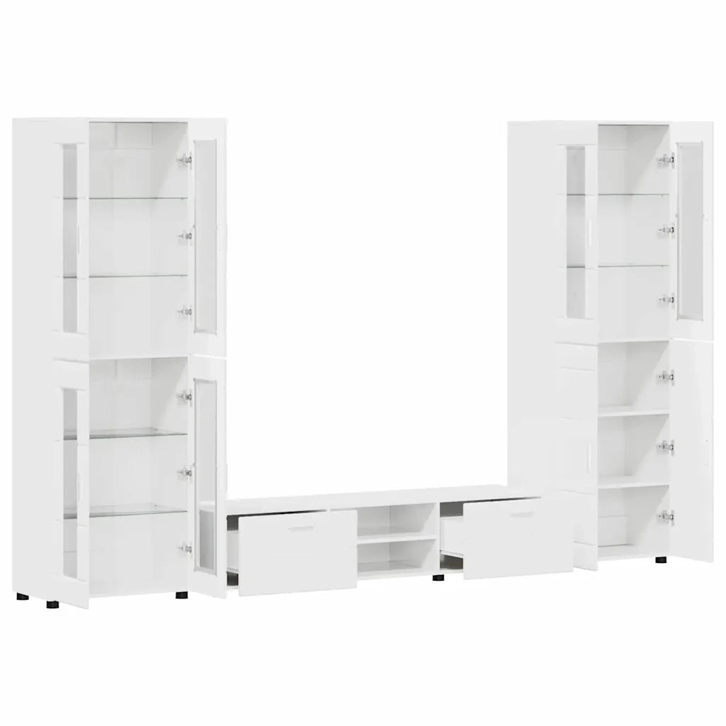 Set mobile TV FLORIN 3 pcs Bianco Lucido Legno multistrato 3398008