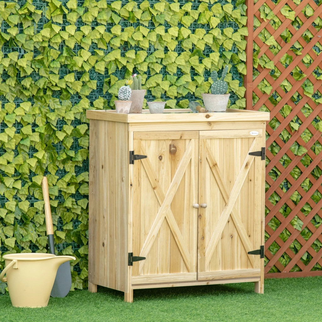 Armadio da giardino ¨C zephmum ¨C legno massello metallo 80x45x92 cm