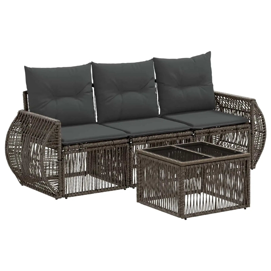 Set Divano da Giardino 4 pcs Grigio e Grigio Scuro polyrattan