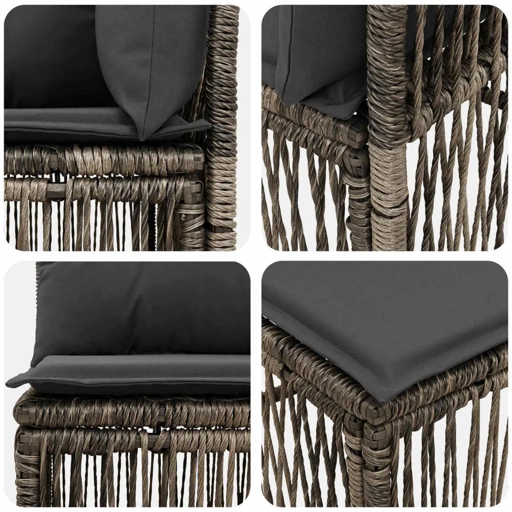 Set Divano da Giardino 3 pz 3-Numero di posti Grigio polyrattan 3434177