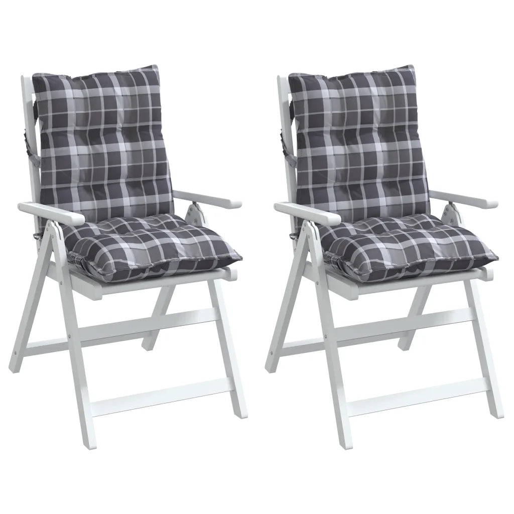 Cuscini Sedia Schienale Basso 2 pz Quadri Grigio Tessuto Oxford 377713