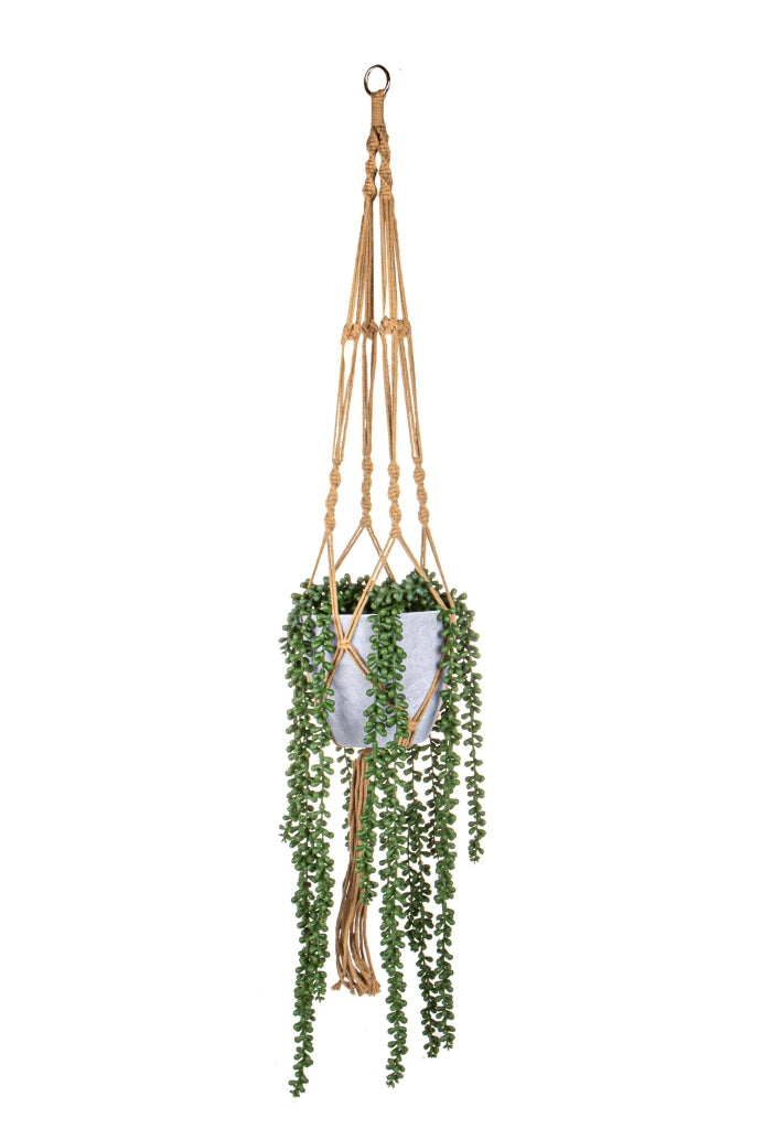 Pianta Artificiale Sedum con Pot da Appendere Ø 14 H 110 cm