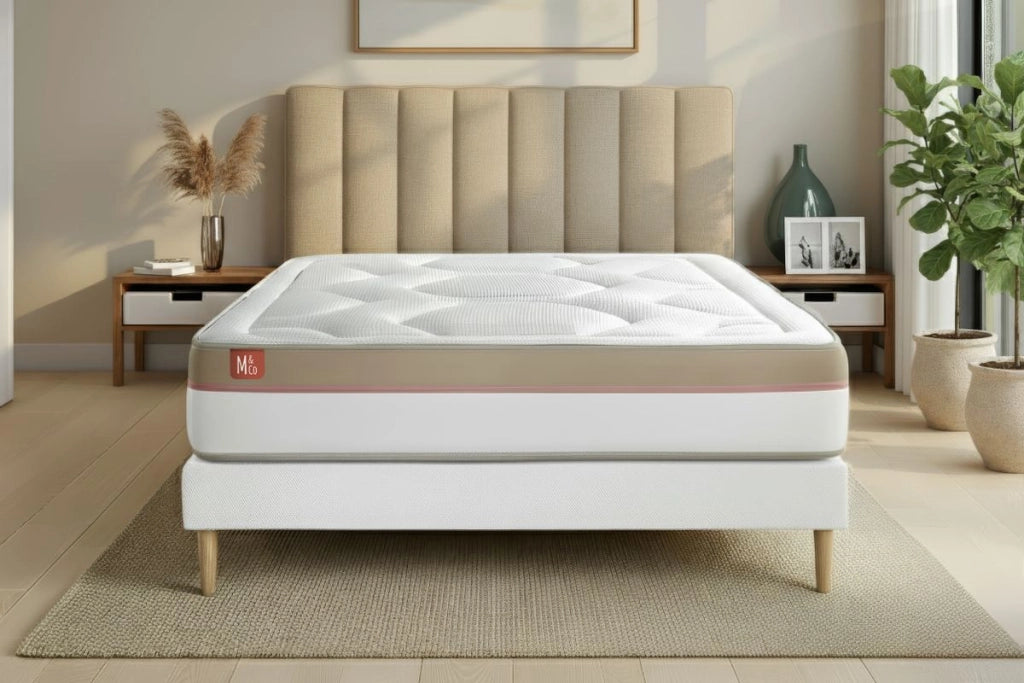 Pacchetto letto completo - Materasso 140x200cm + Box spring con doghe (kit) + 2 cuscini + Piumino - Le Cosy