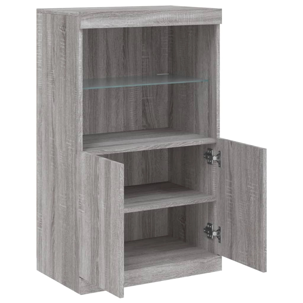 Buffet credenza cassettiera armadio mobile contenitore organizer per cucina soggiorno salotto con luci LED Sonoma 60,5 x 37 x 100 cm grigio 02_0030078