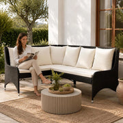Garden Corner Sofa, 2-piece, Poly Rattan, Black