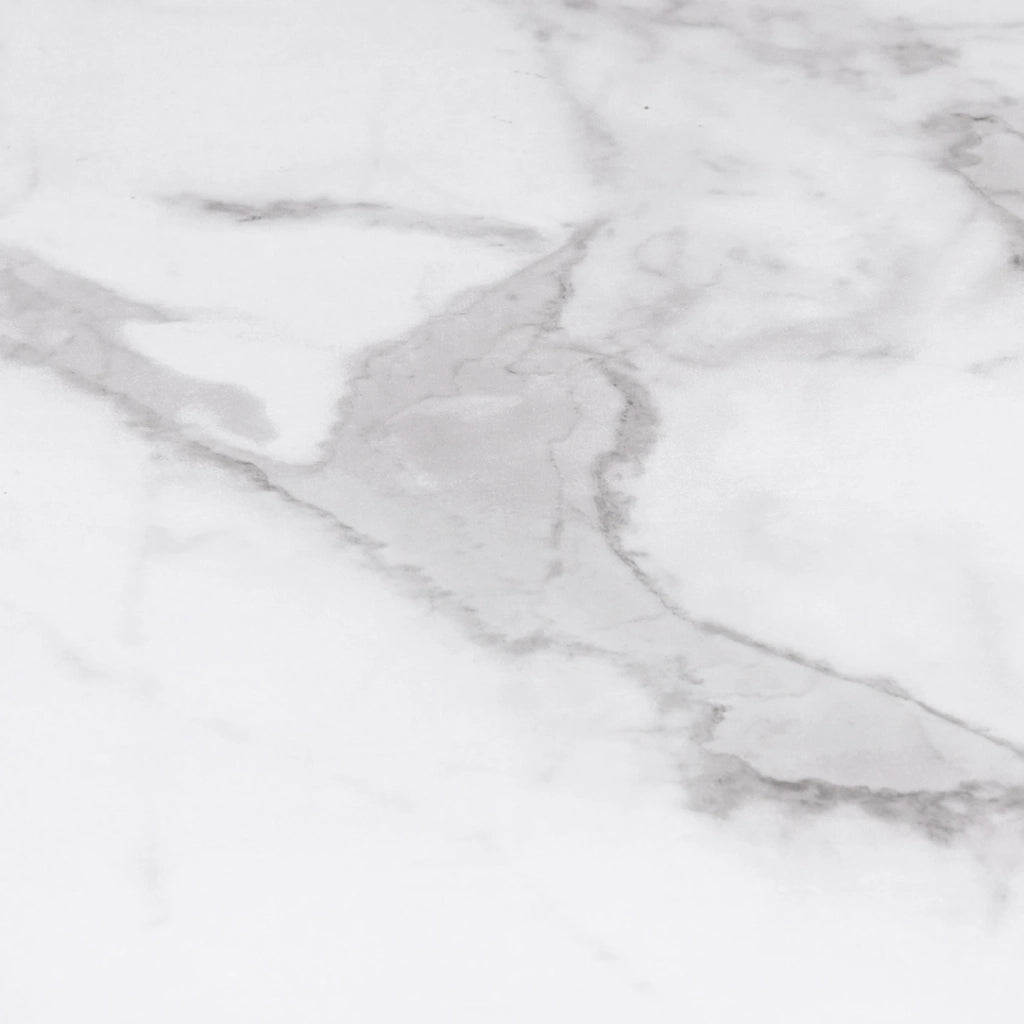 IDMarket - Tavolo da pranzo rotondo per 4-6 persone ALASKA con effetto marmo bianco e gamba a ragno in metallo 110 cm