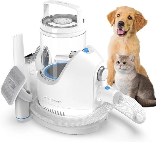 Tondeuse Professionale P2 Pro per Cani - Aspirante Silenzioso - Kit di Cura per Animali - 5 Strumenti di Cura - Card per Cani