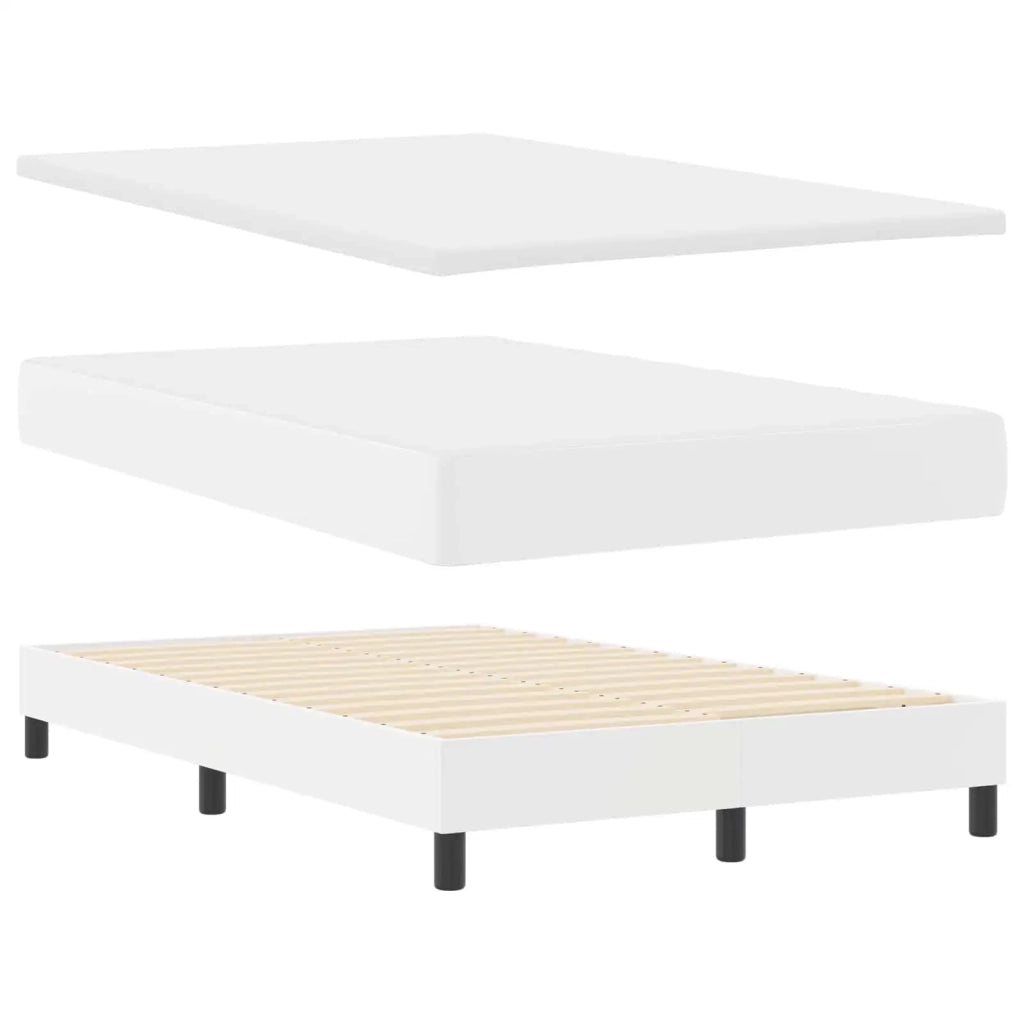 Letto a molle con materasso Bianco 120 x 190 cm Pelle sintetica 3339041