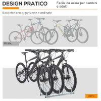 Rastrelliera Portabiciclette Parcheggio per 3 Biciclette Tubi d'acciaio