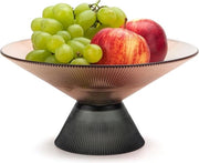 Vassoio da cucina - vaso di vetro per frutta su base - contenitore decorativo per tavolo - decorazione per sala da pranzo e soggiorno - arancione