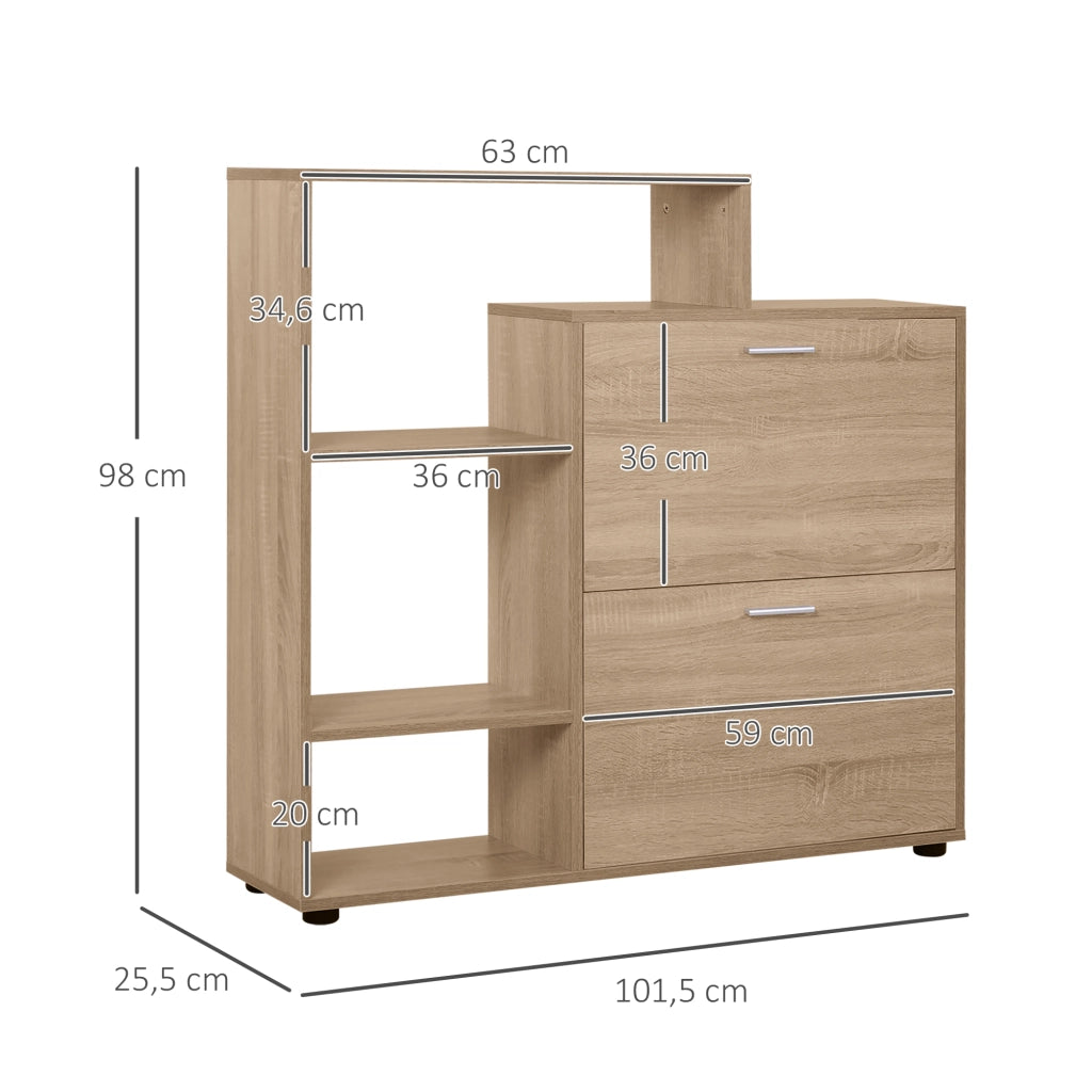 Scarpiera con Ripiani e Cestini ¨C zephmum ¨C Legno 101.5x25.5x98cm