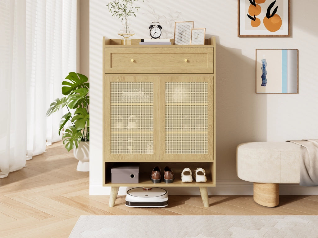Mobile contenitore per ingresso con 2 ante 1 cassetto 4 ripiani e ripiano superiore aperto per soggiorno 80 × 35 × 105 cm