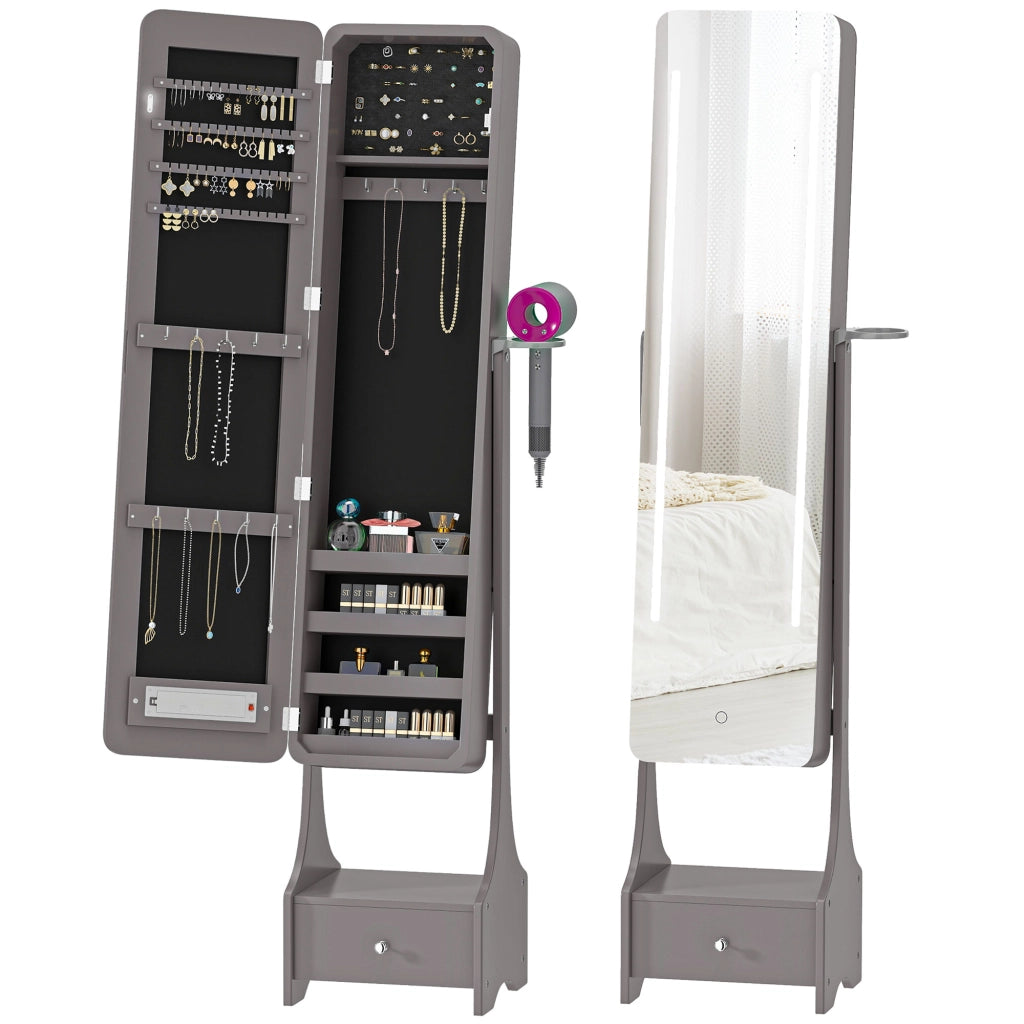 Armadio Joyero con Specchio e Luci LED ¨C zephmum ¨C Grigio