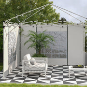 Set di 2 teli laterali per gazebo 3 x 3 m / 3 x 6 m con finestre e porta con zip, bianco, poliestere