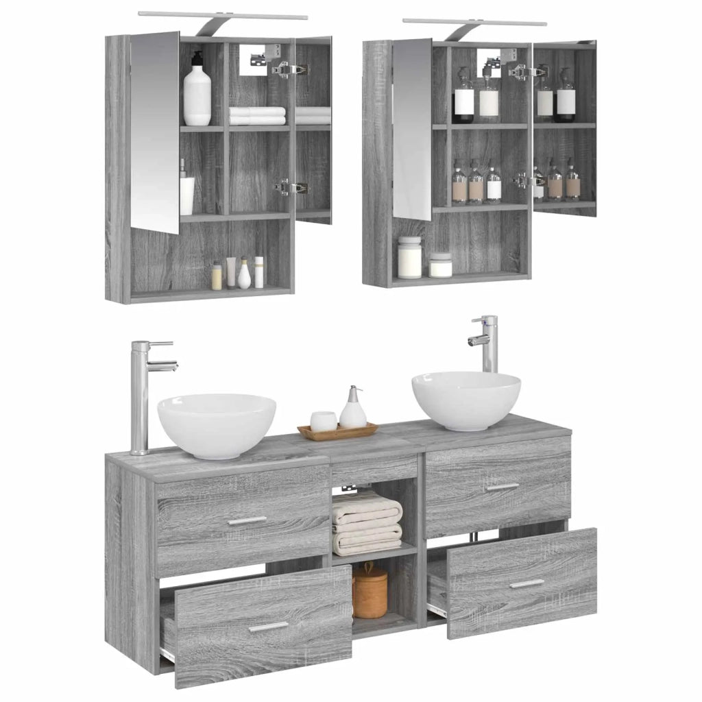 Set di Armadi da Bagno 5 pcs Sonoma grigio 50 x 14,5 x 70 cm 3406684