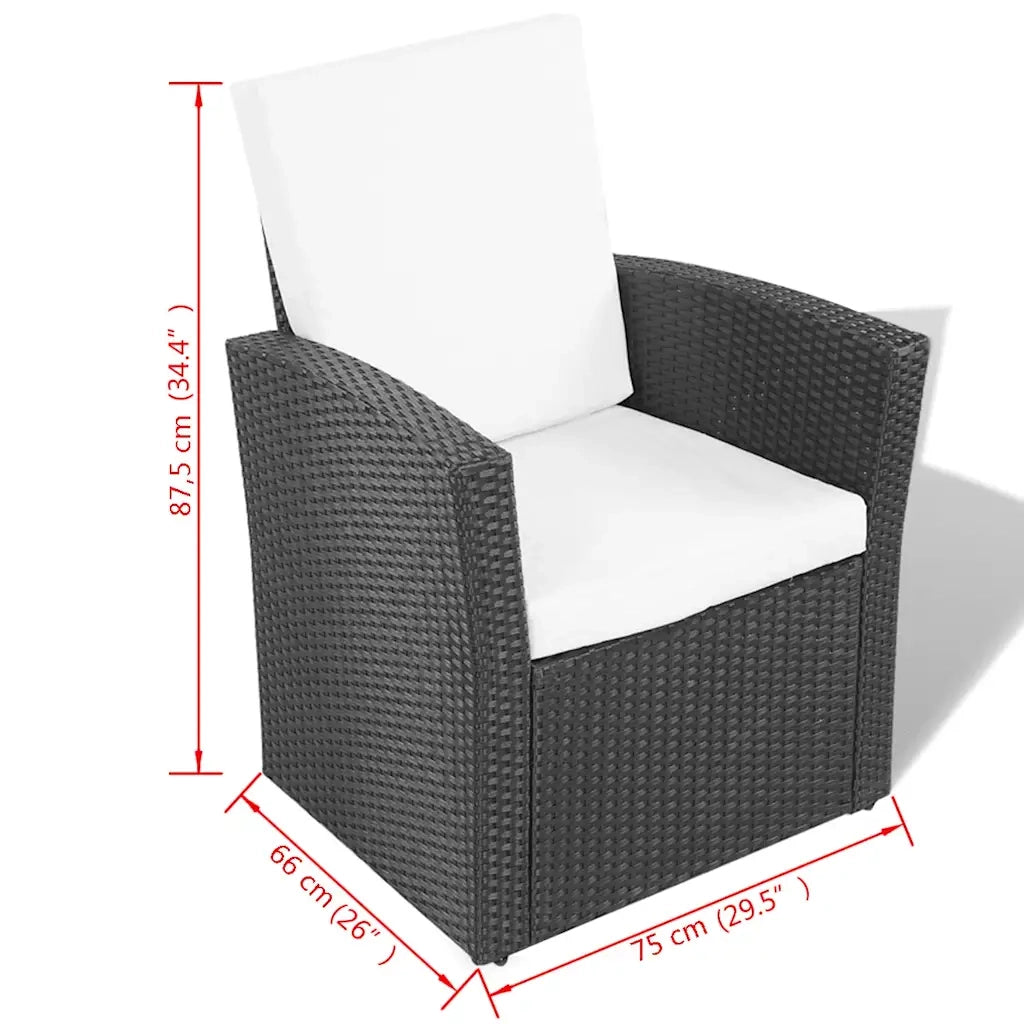 Set Divani da Giardino 4 pz | Set Salotto da Giardino con Cuscini in Polyrattan Nero